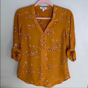 Express Button Front Floral Blouse